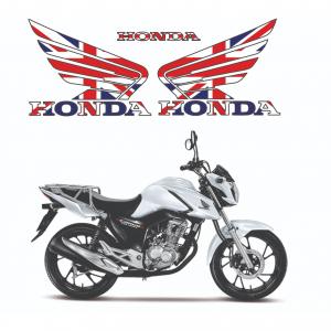 Adesivo em Vinil Logo Honda Par Direito e Esquerdo Bandeira Reino Unido Vinil Imprimax 11x9cm (individual)    