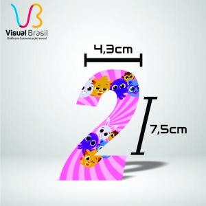 Etiqueta Adesiva Para Tubete|Número 2 VinilSul 7,5x4,3cm  Total Brilho Corte Reto 
