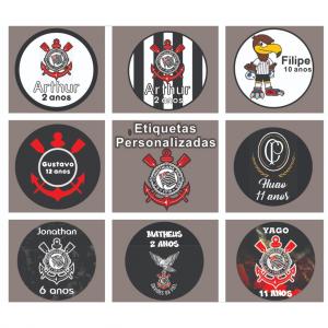 Etiqueta Adesiva Personalizada Corinthians Para Lembrancinhas e Aniversário 4x4cm 60 ou 120 Unidades Adesivo Vinil 4x4cm    