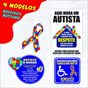 Kit Adesivos Símbolo Autista VinilSul   Total Brilho Corte Reto 